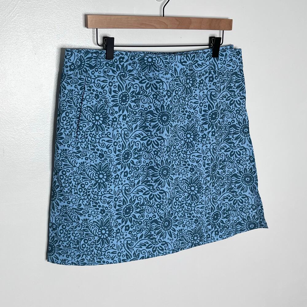 RipSkirt Hawaii Blue Tropical Floral Wrap Skirt w Pockets Size Large - Picture 2 of 8